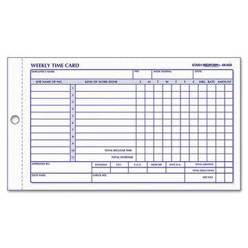 Rediform® Weekly Employee Time Cards, One Side, 4.25 X 7, 100-pad freeshipping - TVN Wholesale